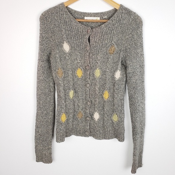 Anthropologie Charlie & Robbin gray & dot wool sweater/cardigan, M - Picture 6 of 6